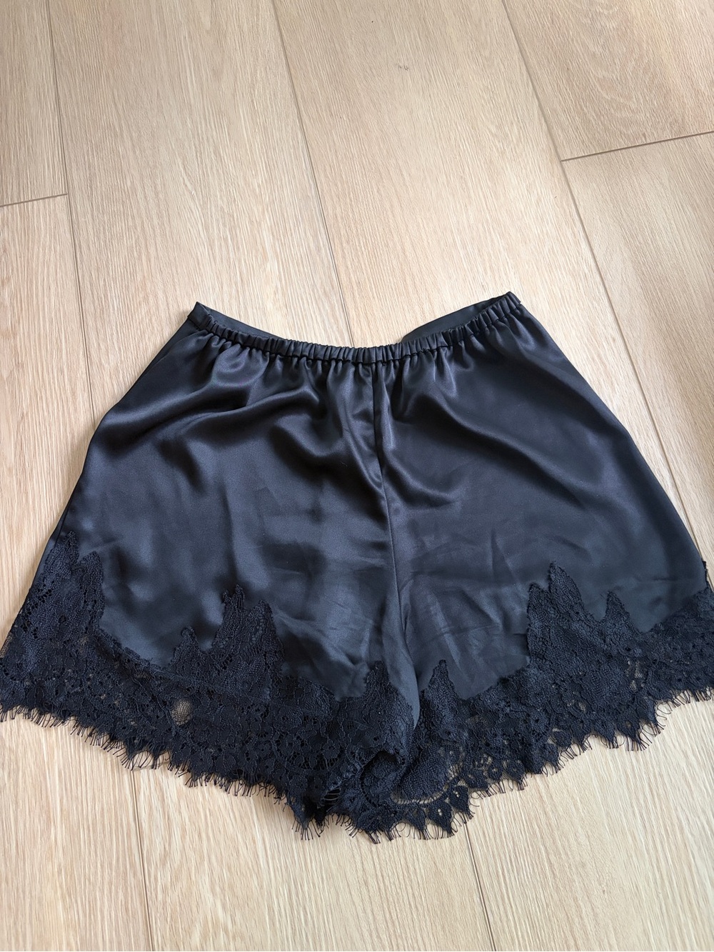 Reformation Black Satin “Fern” Shorts XS